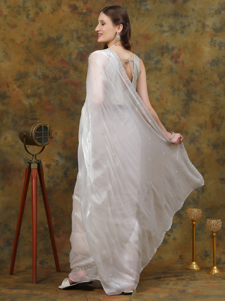 White Organza Tissue Saree