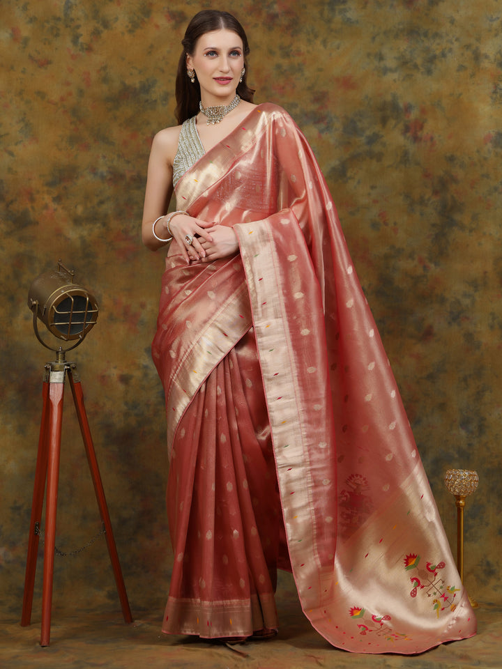 Pink Paithani Tissue