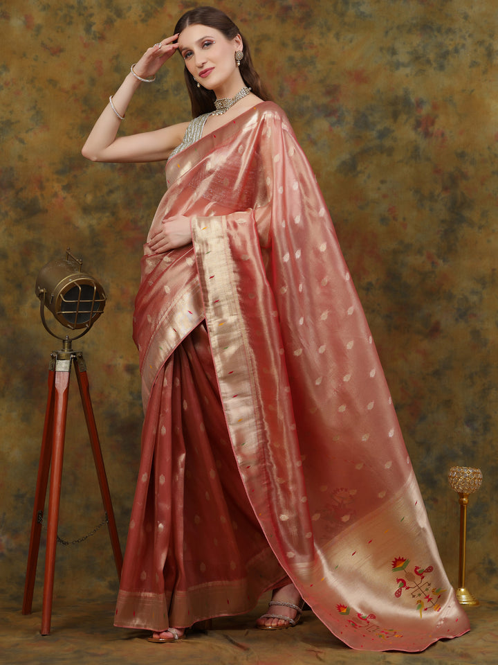 Pink Paithani Tissue