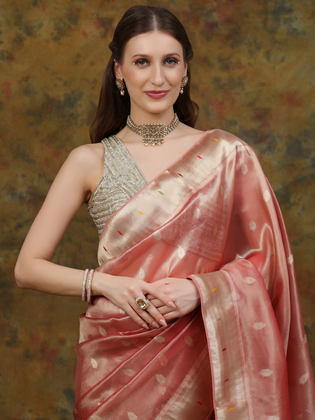 Pink Paithani Tissue
