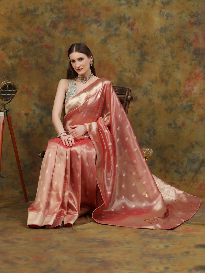 Pink Paithani Tissue