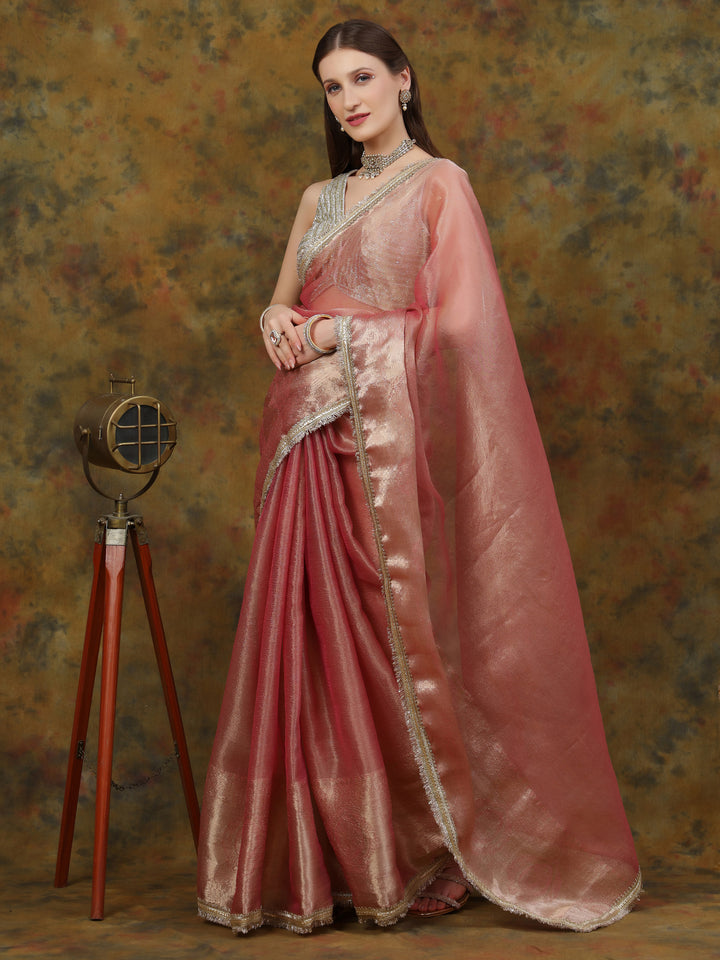 Pink Tissue Saree