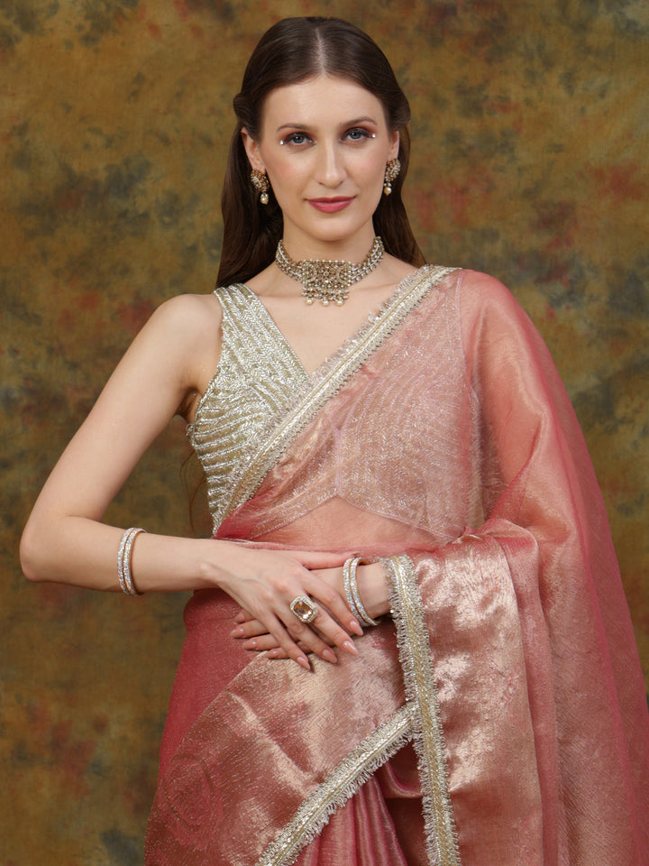 Pink Tissue Saree