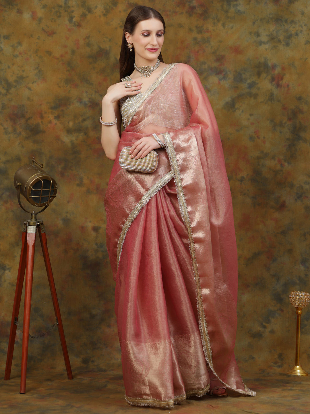 Pink Tissue Saree