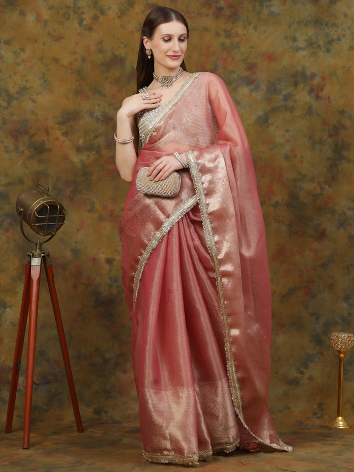 Pink Tissue Saree