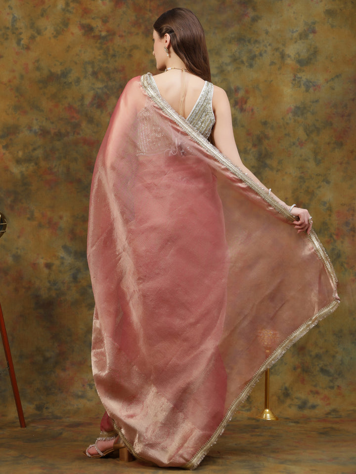 Pink Tissue Saree