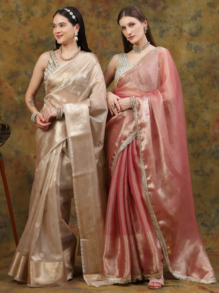 Pink Tissue Saree