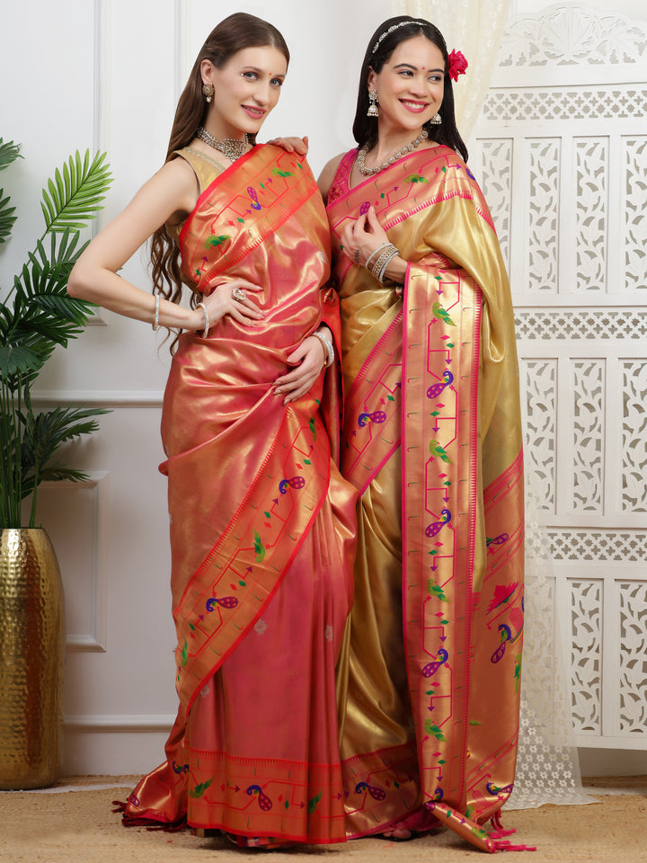 Gold Paithani Tissue Saree