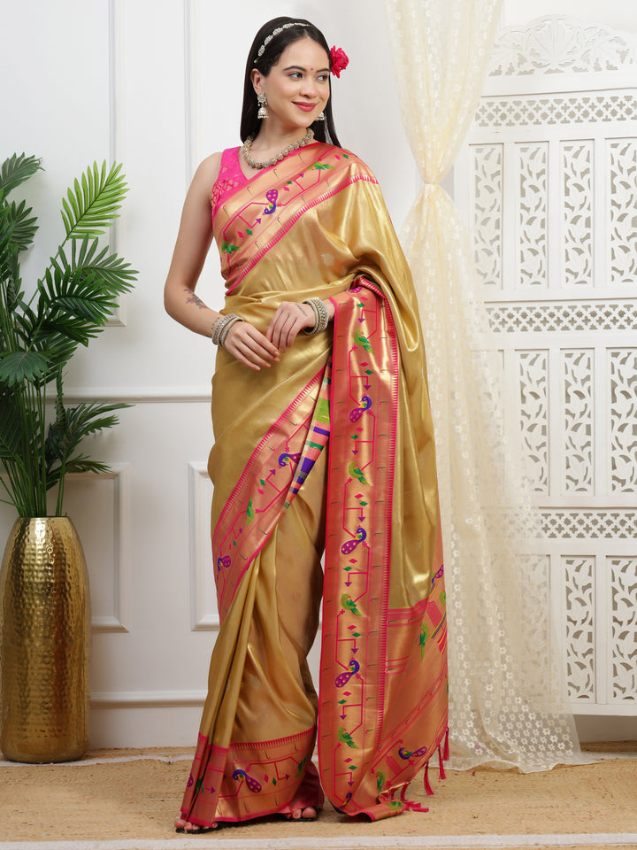 Gold Paithani Tissue Saree