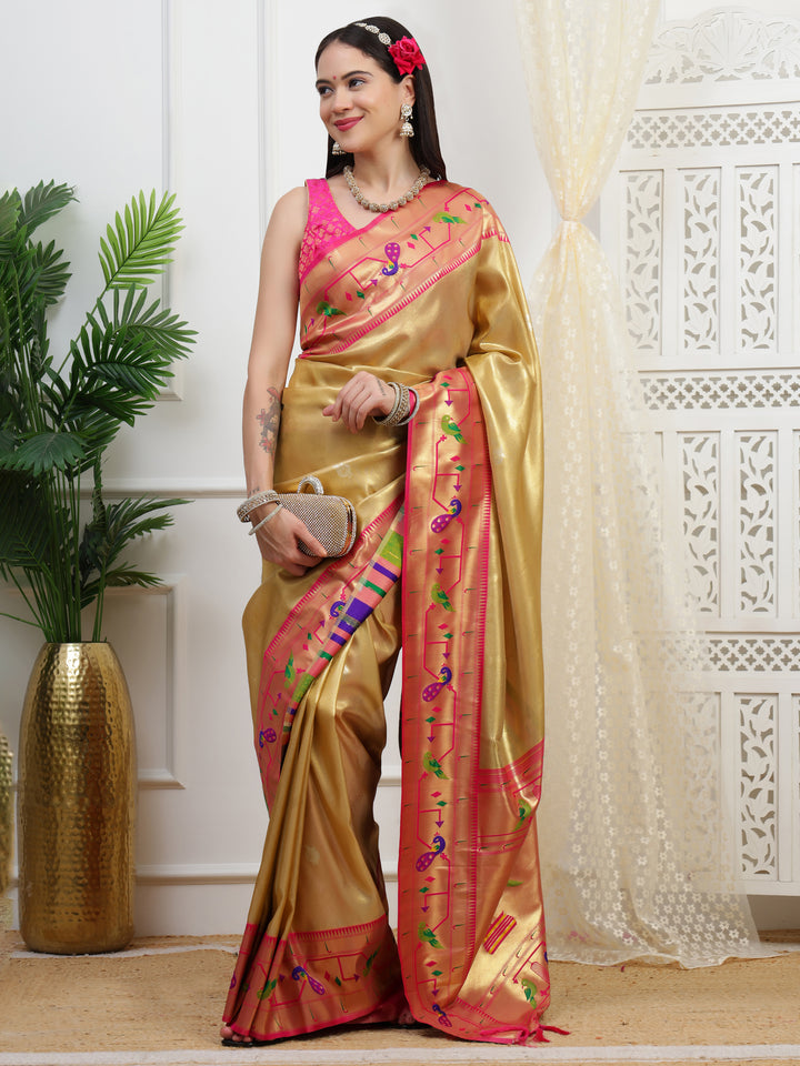 Gold Paithani Tissue Saree