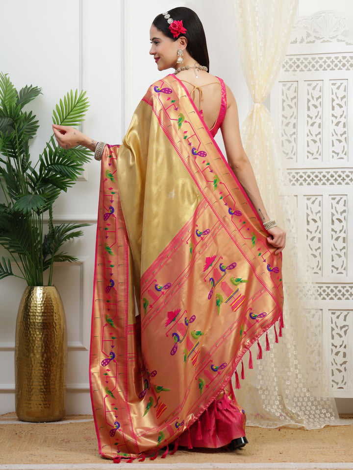Gold Paithani Tissue Saree