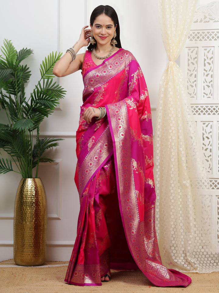 Pink Leheriya SIlk Saree