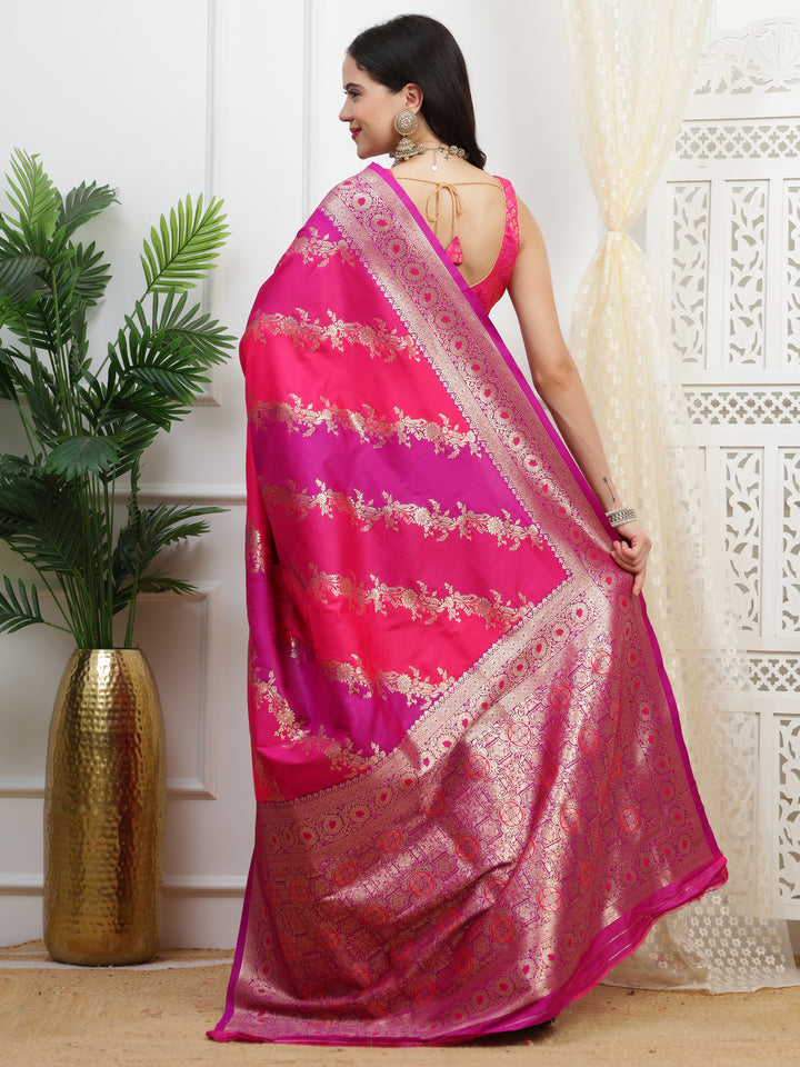 Pink Leheriya SIlk Saree