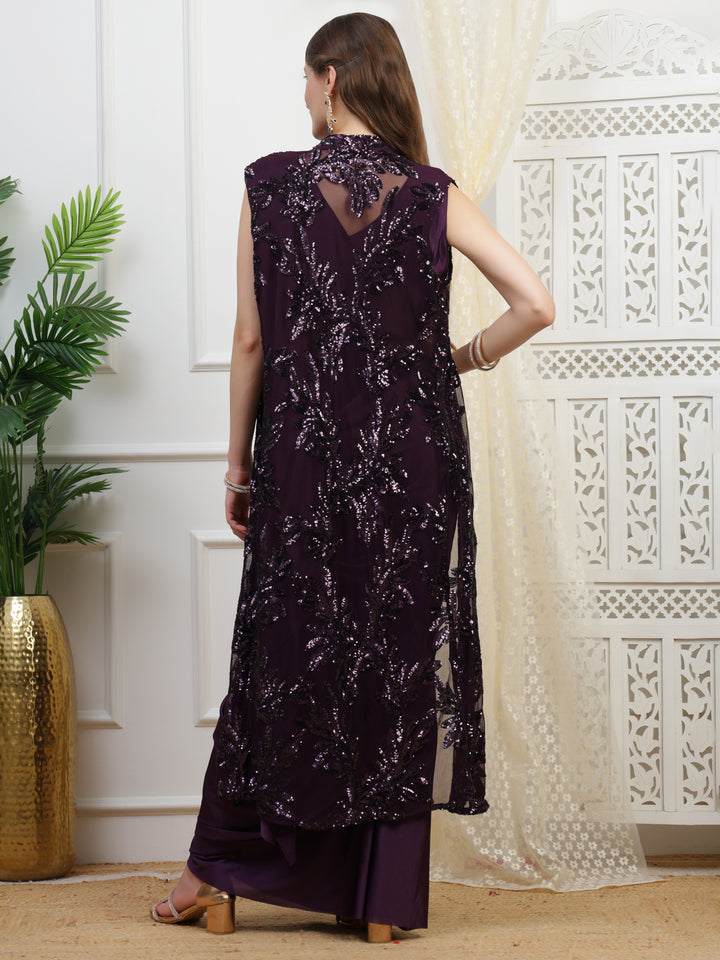 Purple Pre-Drape Saree