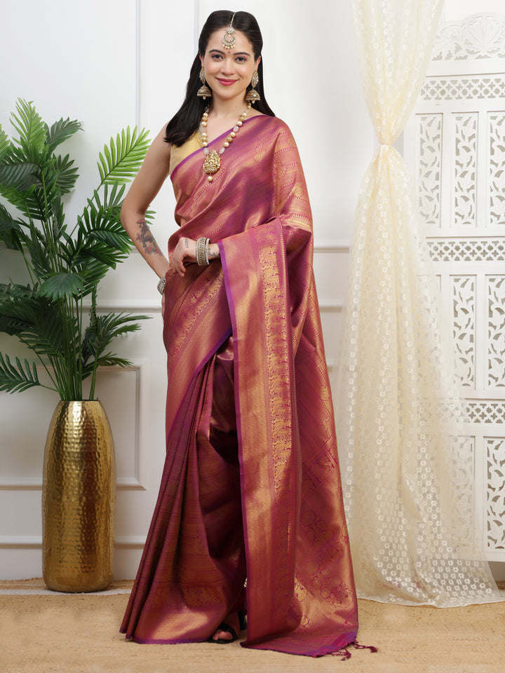Wine Kanjivaram saree