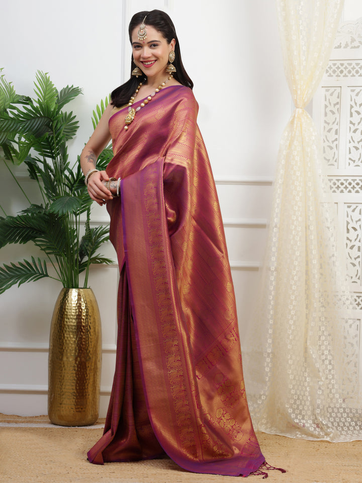 Wine Kanjivaram saree