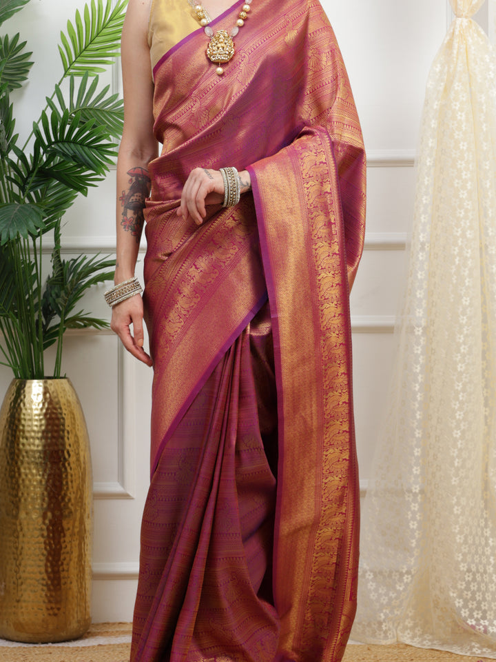 Wine Kanjivaram saree