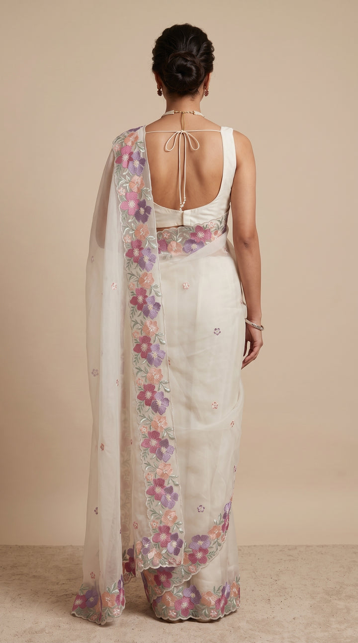 White Floral Organza