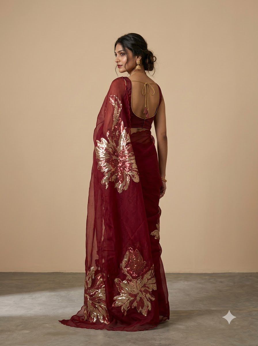 Maroon Organza