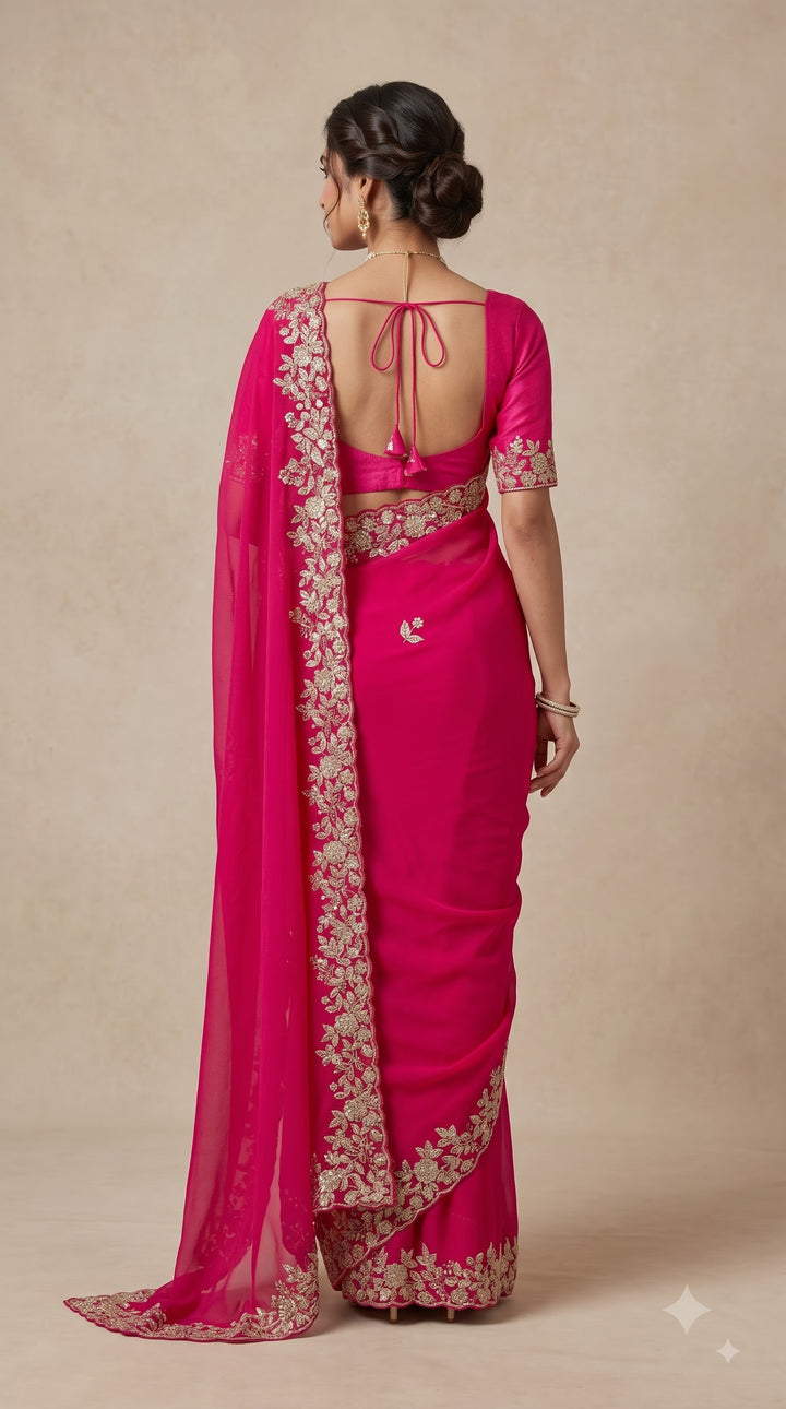 Deep Pink Saree