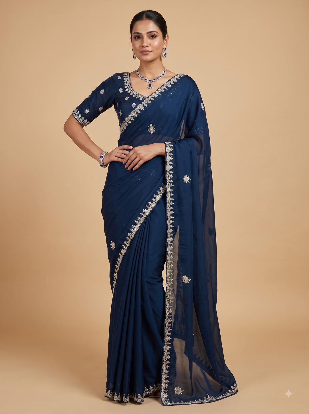 Royal Navy Blue saree