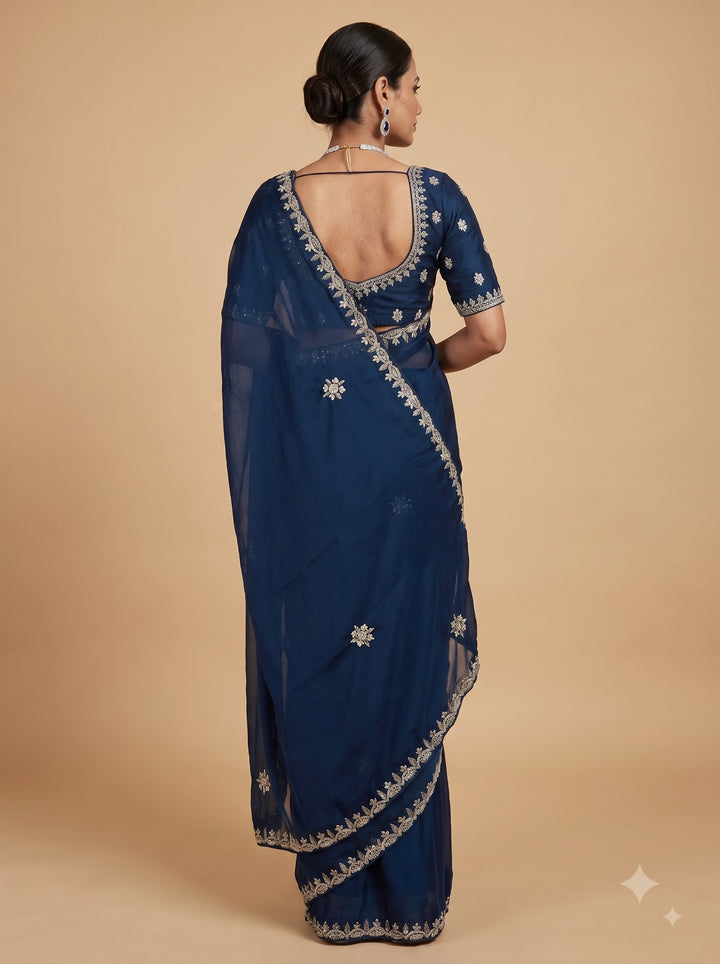 Royal Navy Blue saree