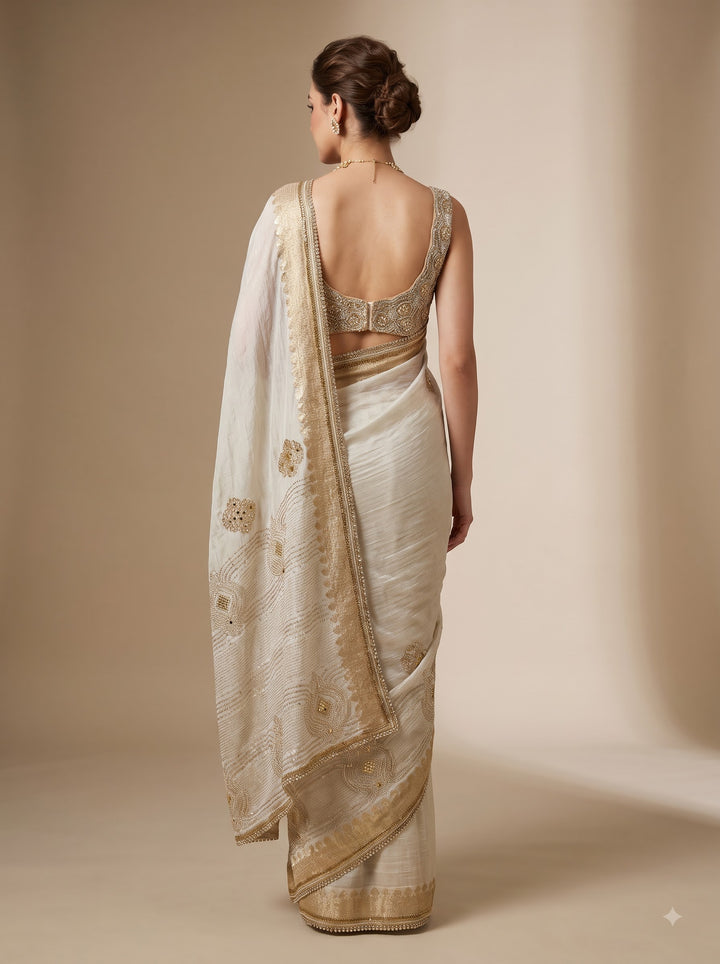 Ivory White Saree