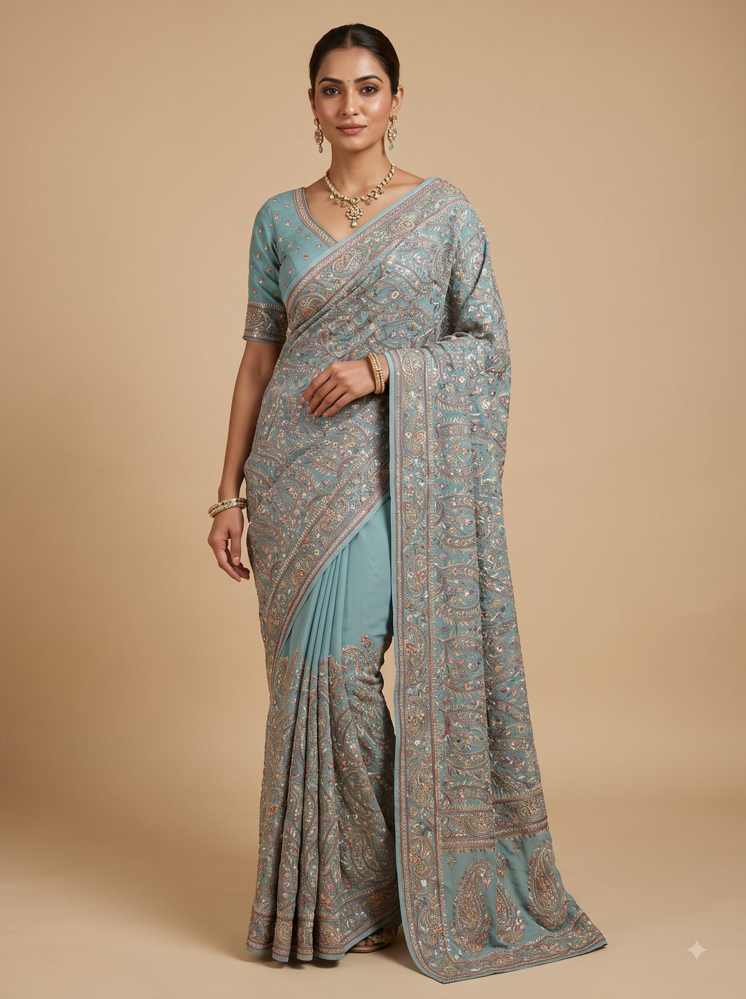Powder Blue Saree