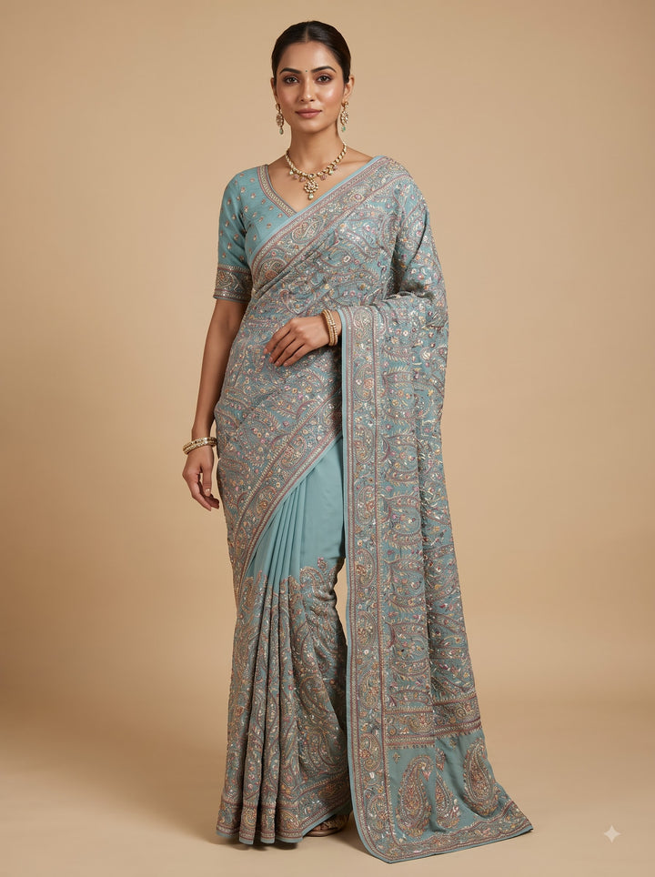 Powder Blue Saree