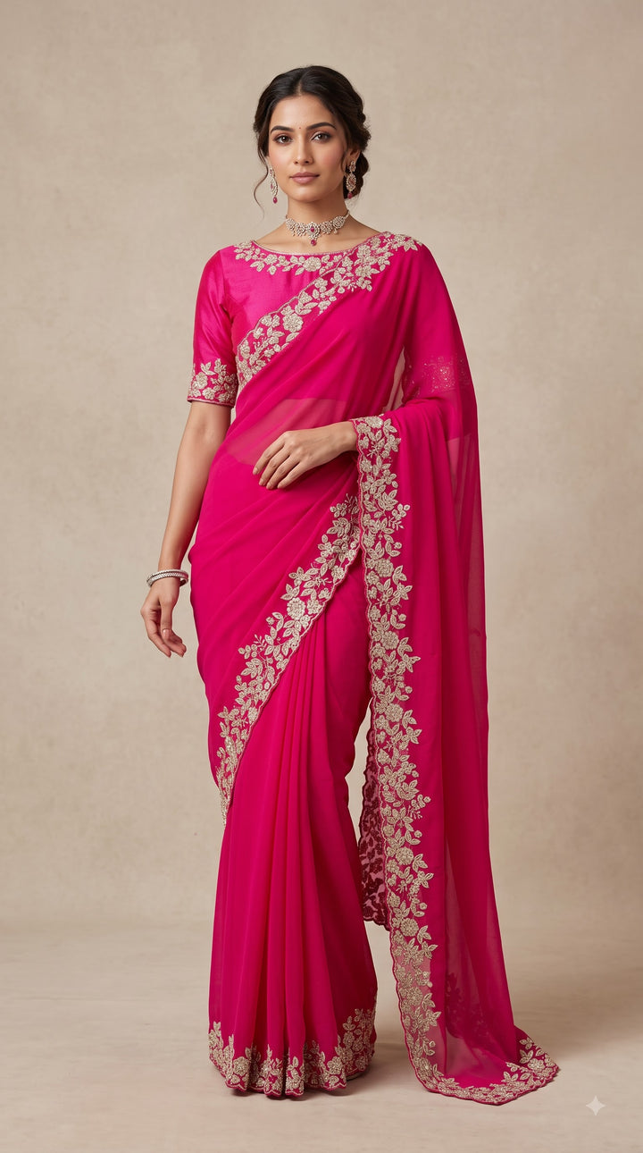 Deep Pink Saree
