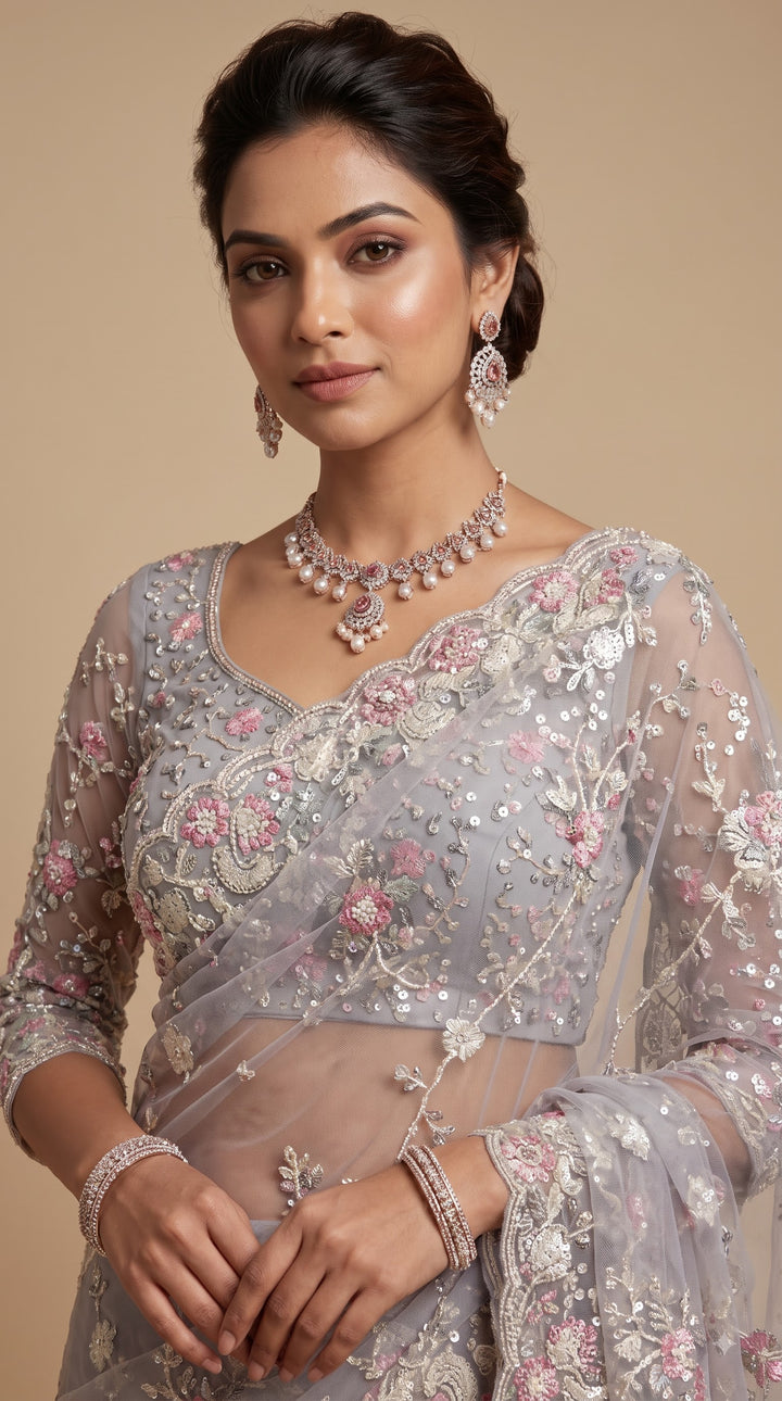 Icy Mauve Saree