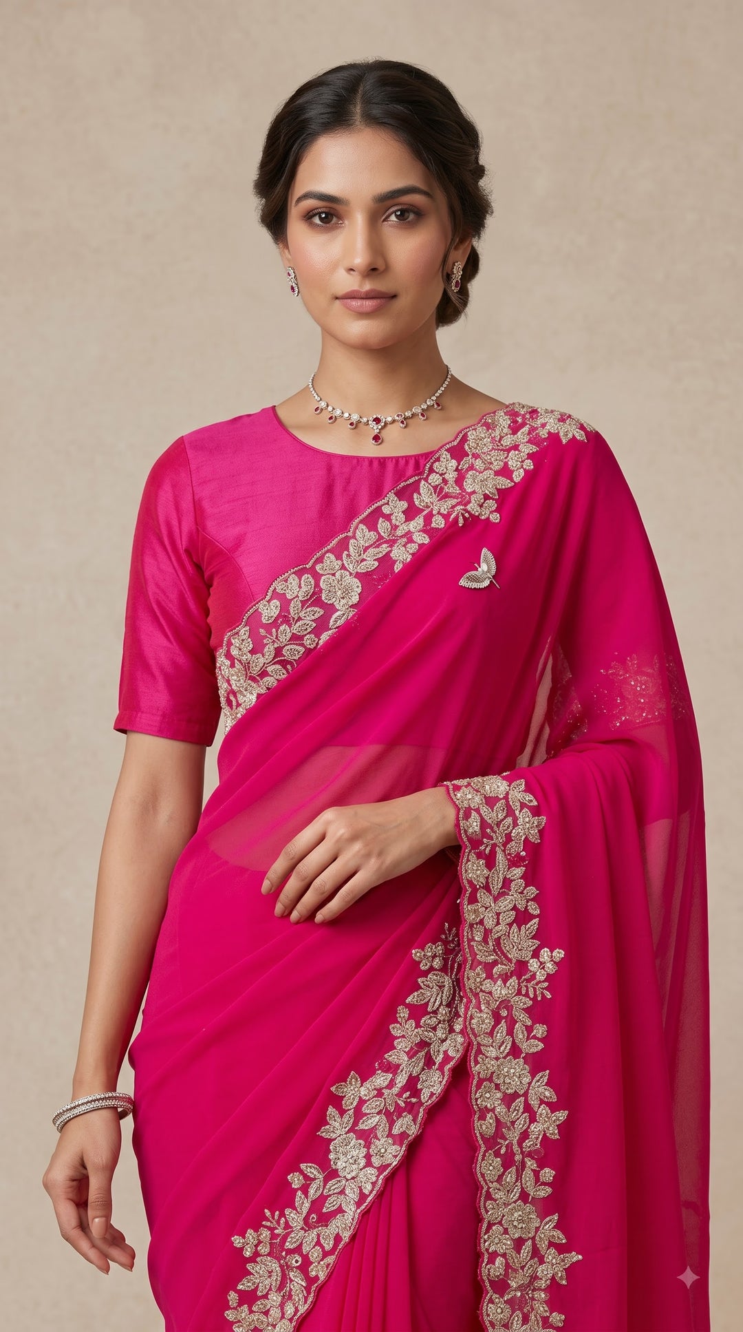 Deep Pink Saree