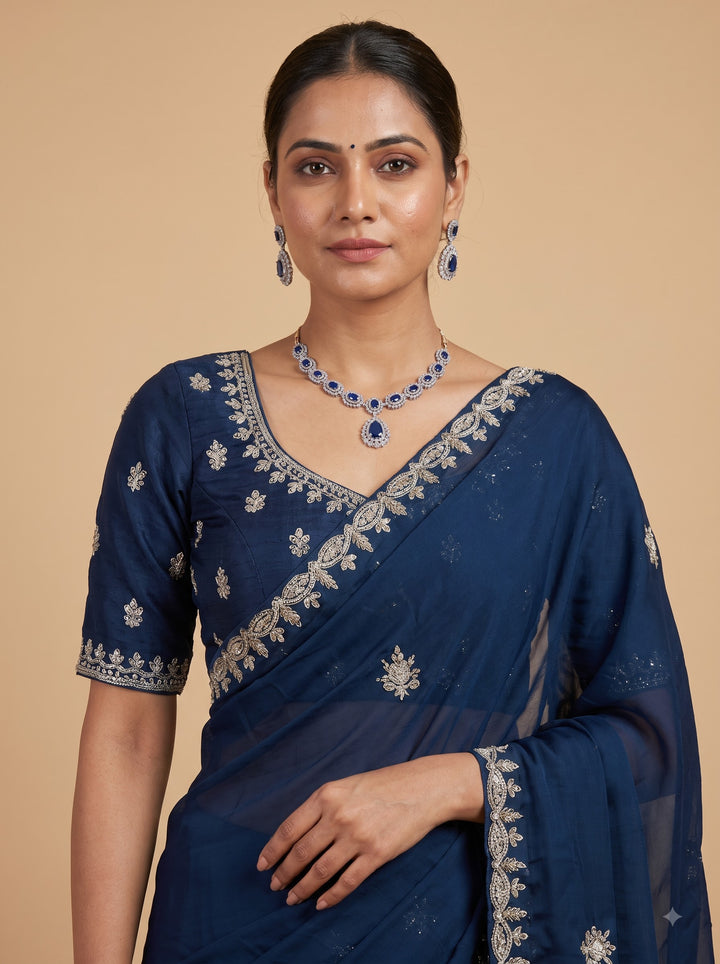 Royal Navy Blue saree