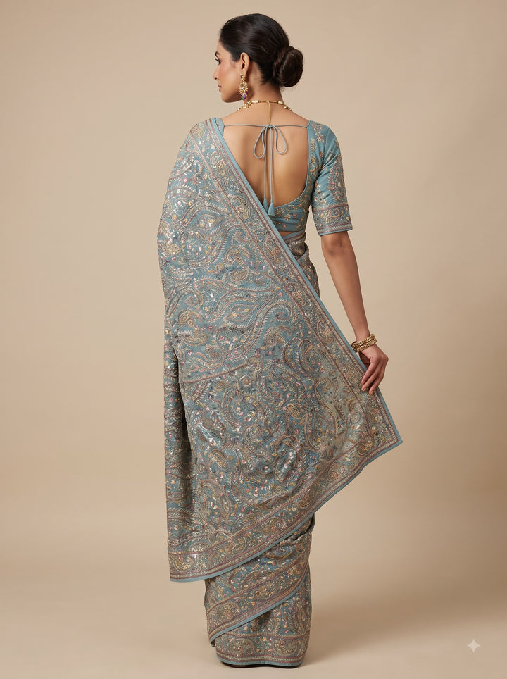 Powder Blue Saree