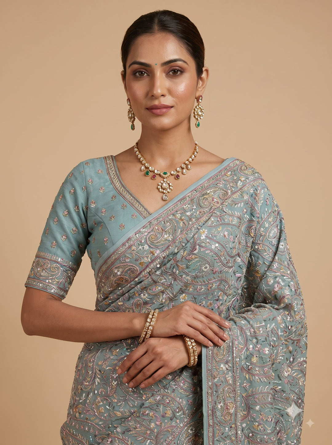 Powder Blue Saree