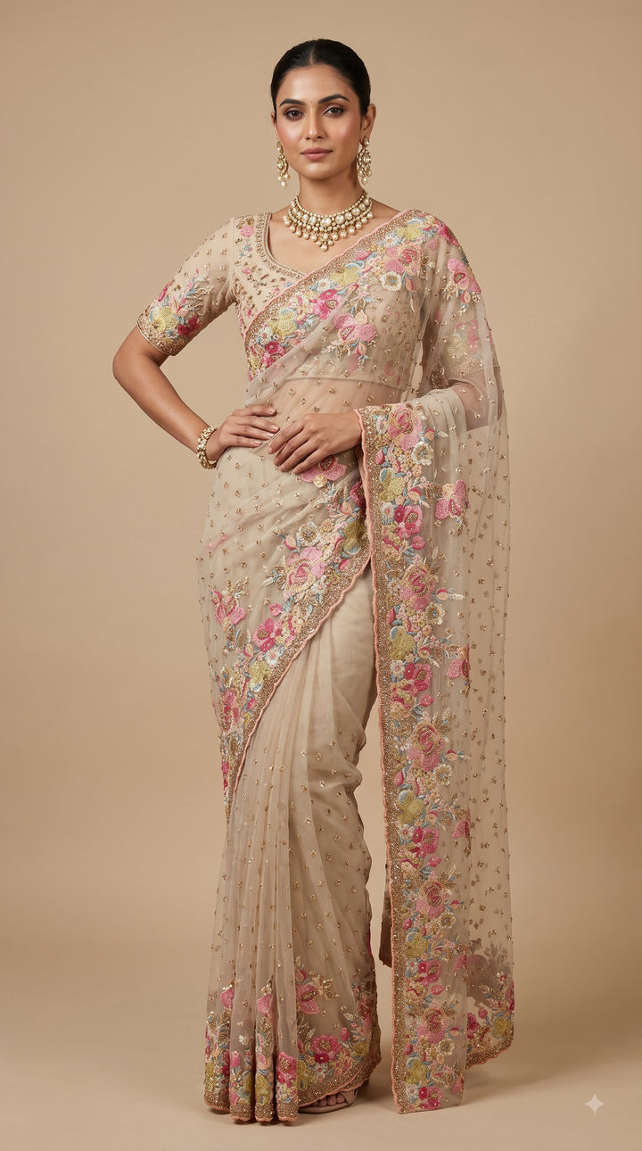 Vanilla Cream Saree