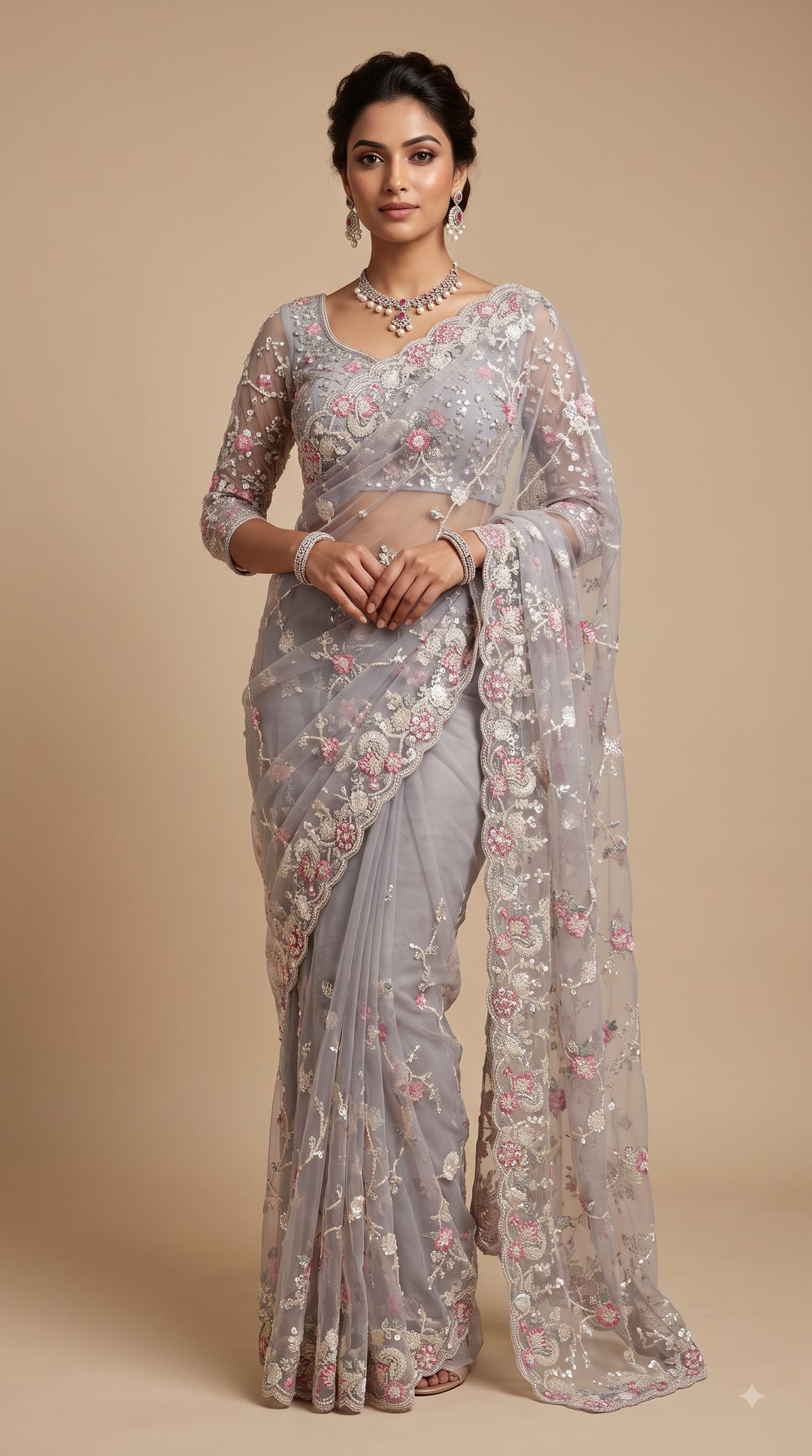 Icy Mauve Saree