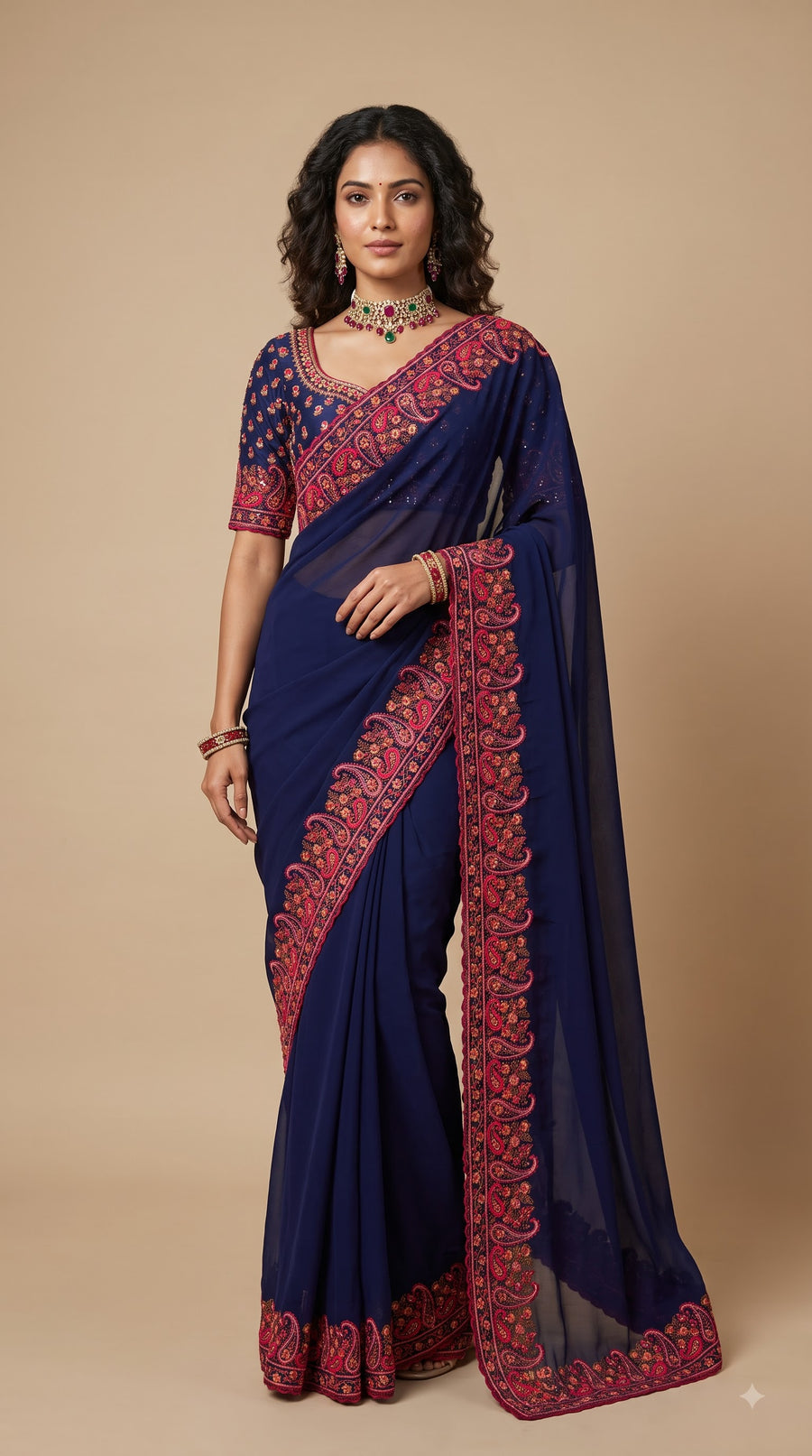 Regal Navy Georgette