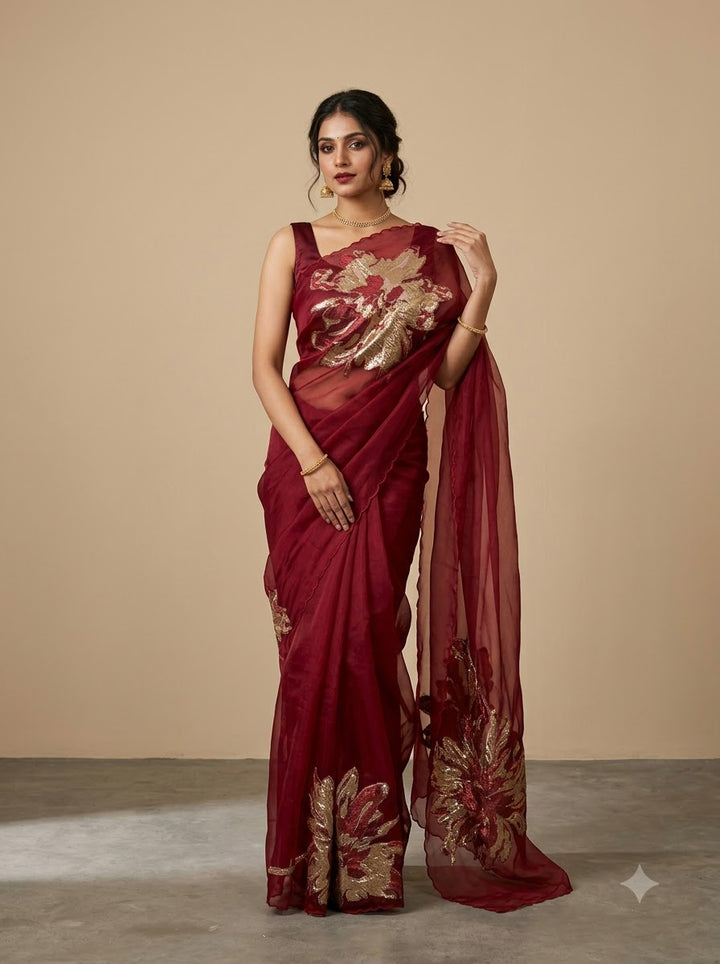 Maroon Organza