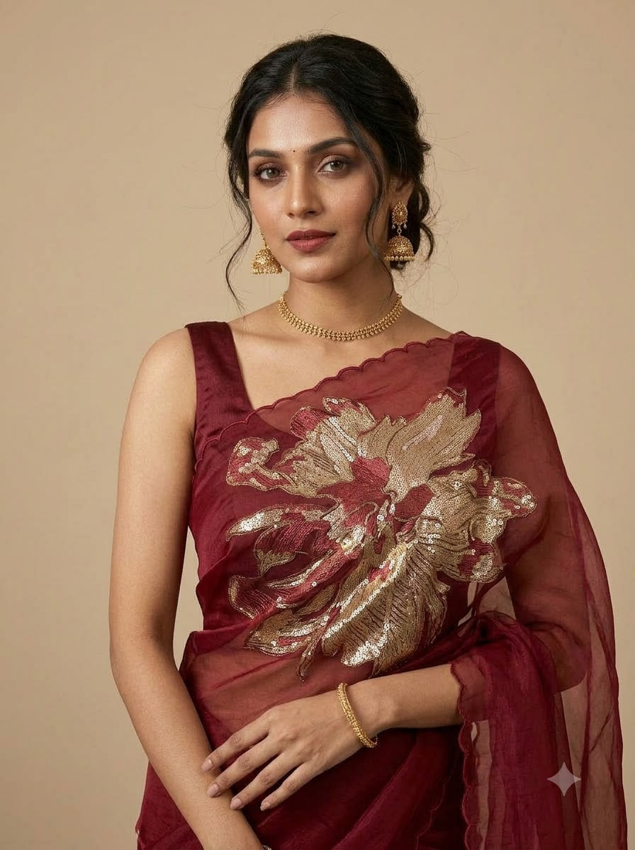 Maroon Organza