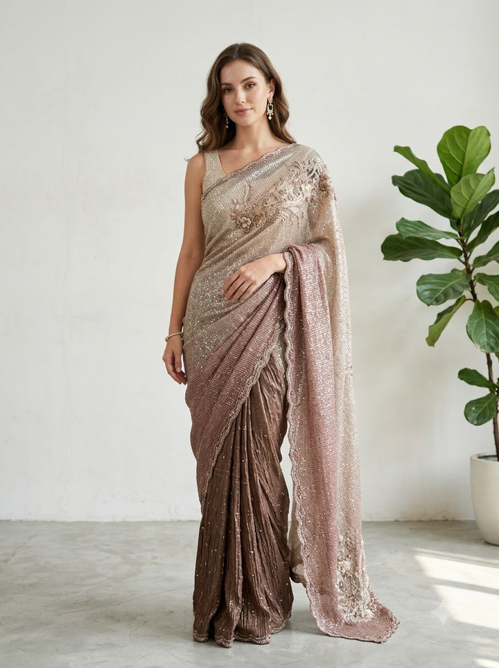 Dual-Tone Sequin Saree