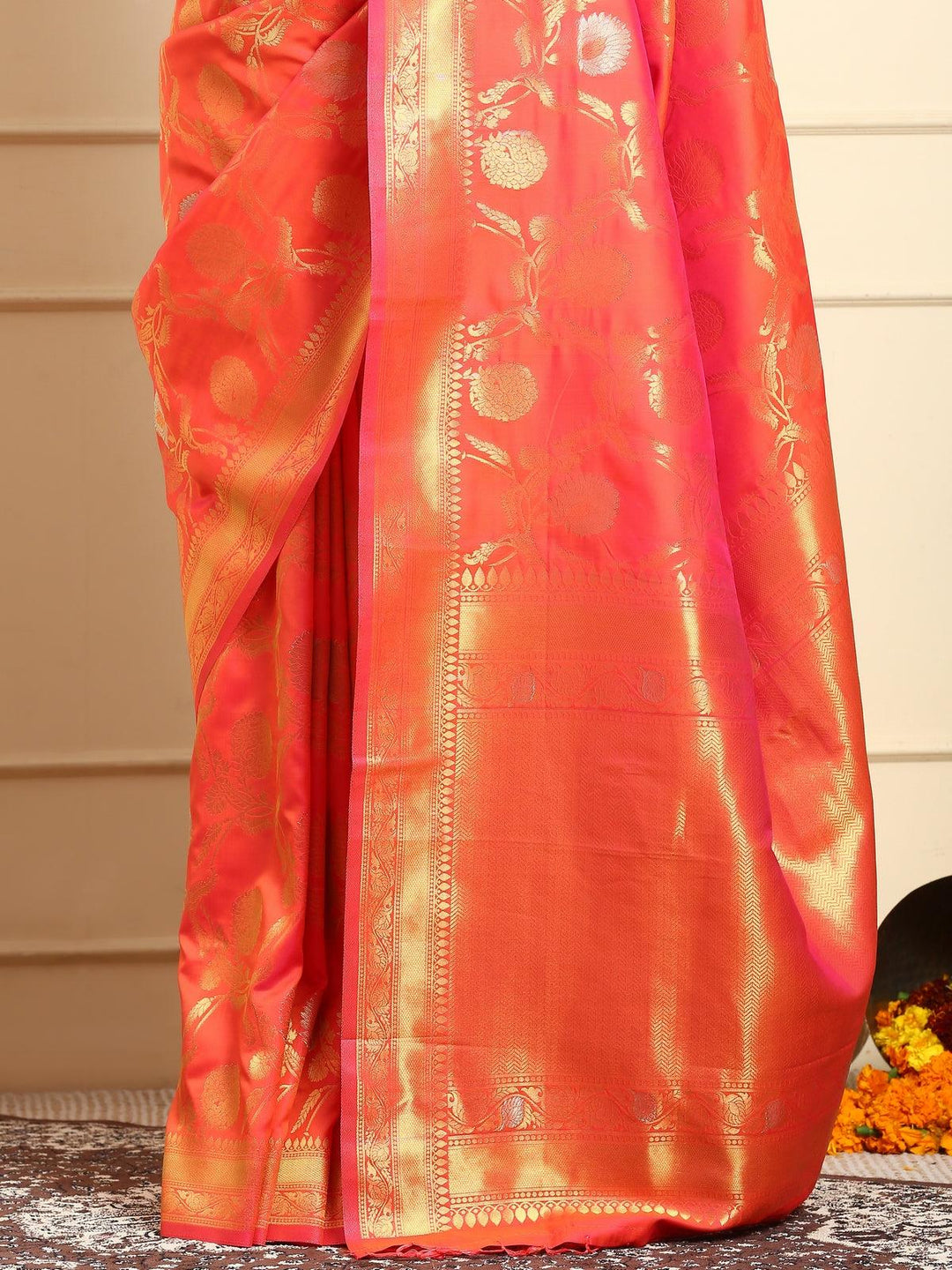 Flame Orange Saree
