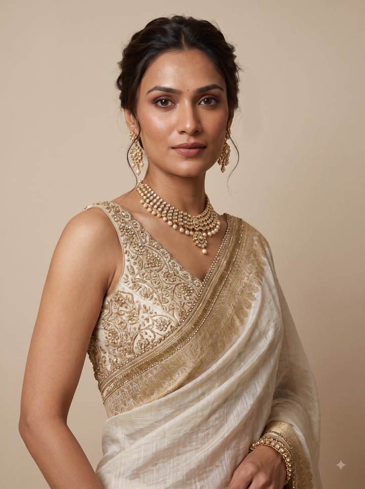 Ivory White Saree