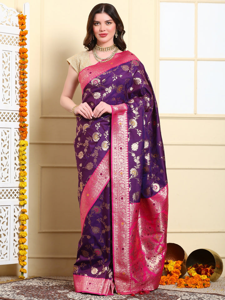 Deep Purple Banarasi Silk Saree