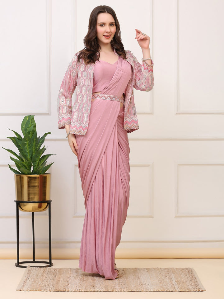 Blush Pink Drape Saree