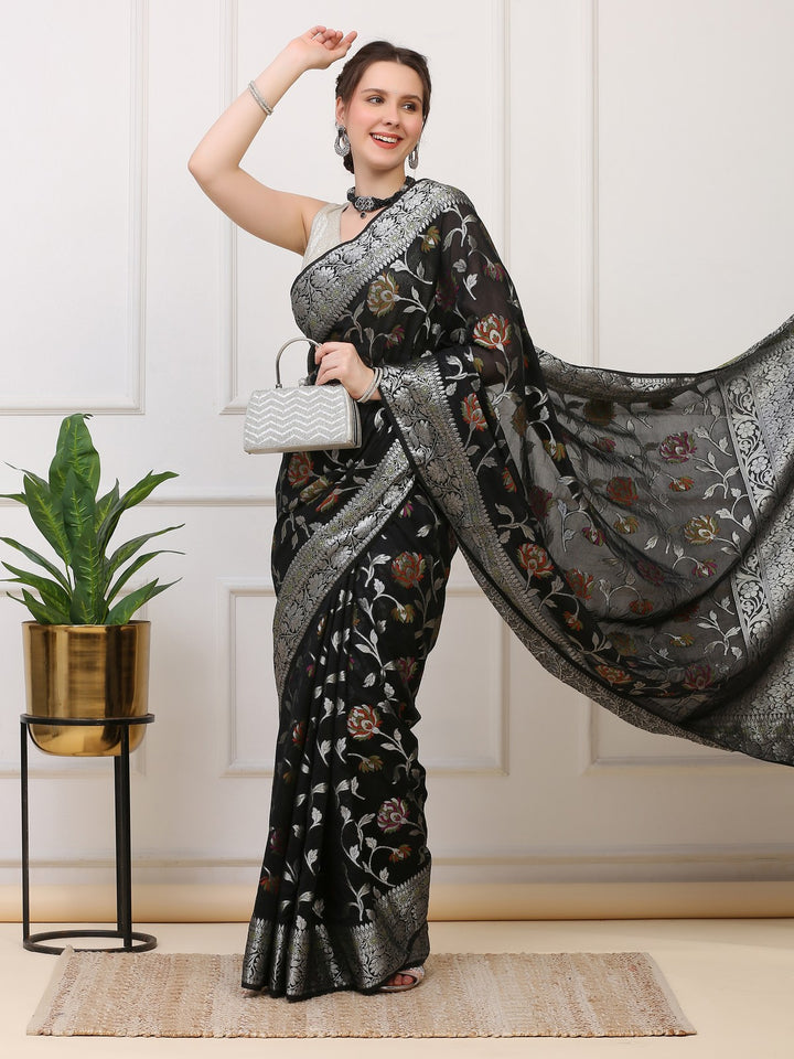 Black Banarasi Organza Saree