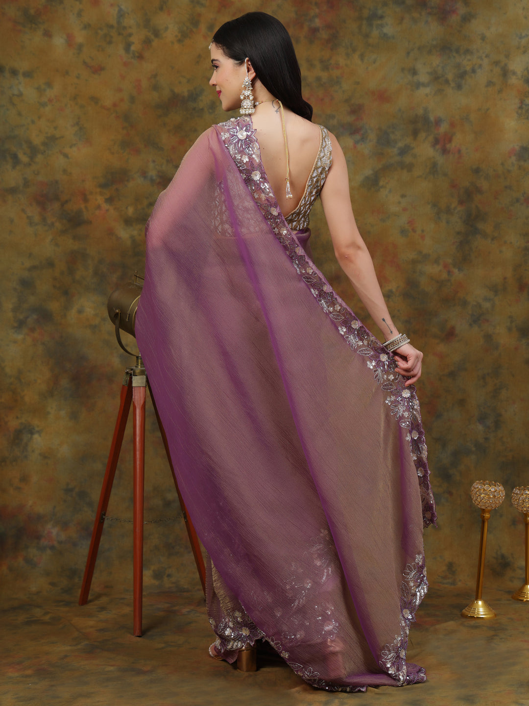 Dusty Mauve Crepe Organza