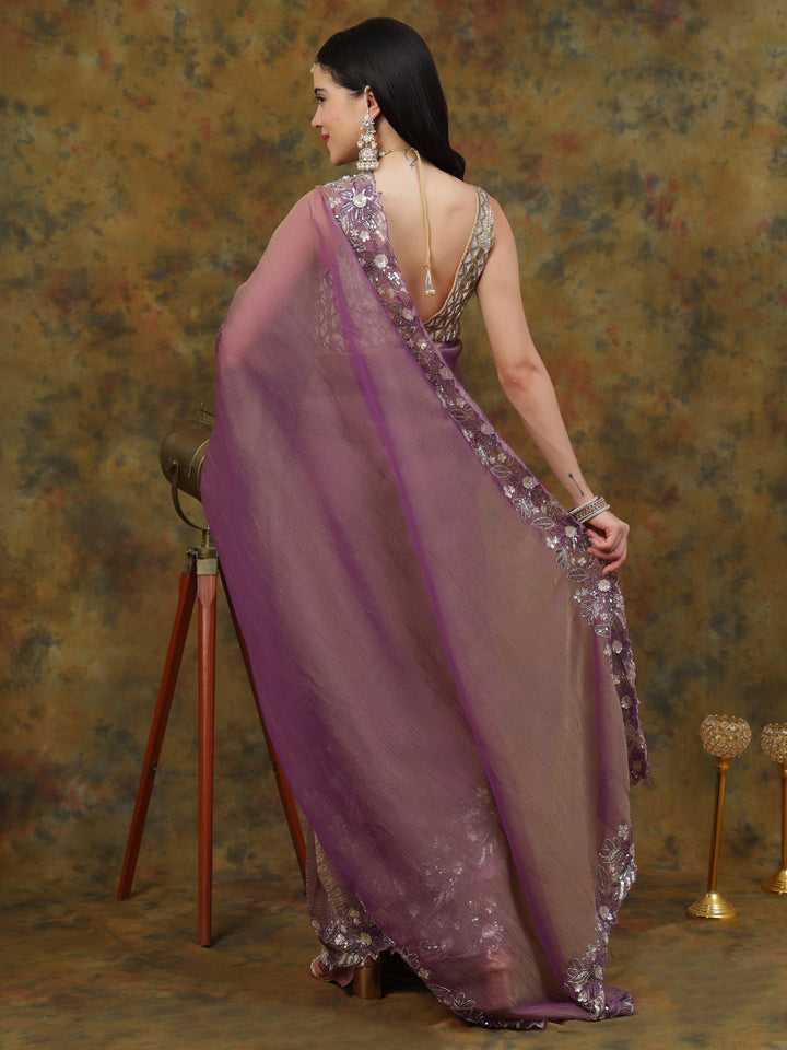 Dusty Mauve Crepe Organza