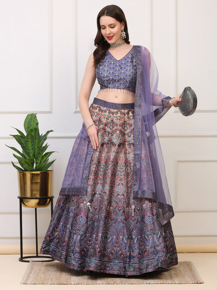 Purple Printed Lehenga