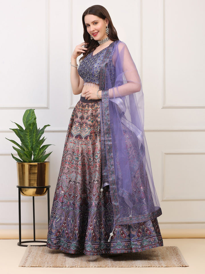 Purple Printed Lehenga